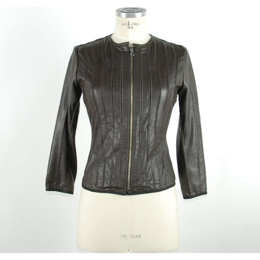 Emilio Romanelli Sleek Black Leather Jacket for Elegant Evenings Emilio Romanelli