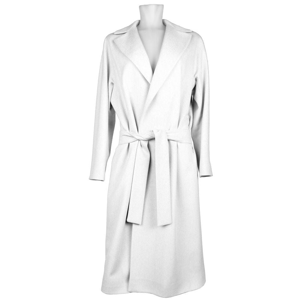 Elegant White Virgin Wool Coat