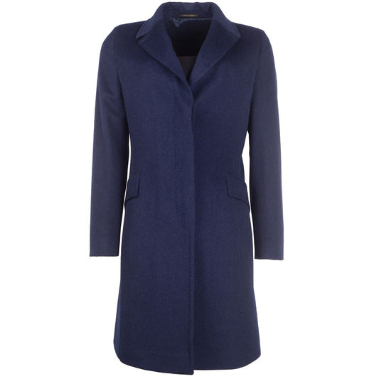 Made in Italy Elegant Virgin Wool Blue Coat for Her Made in Italy