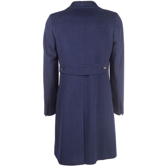 Made in Italy Elegant Virgin Wool Blue Coat for Her Made in Italy