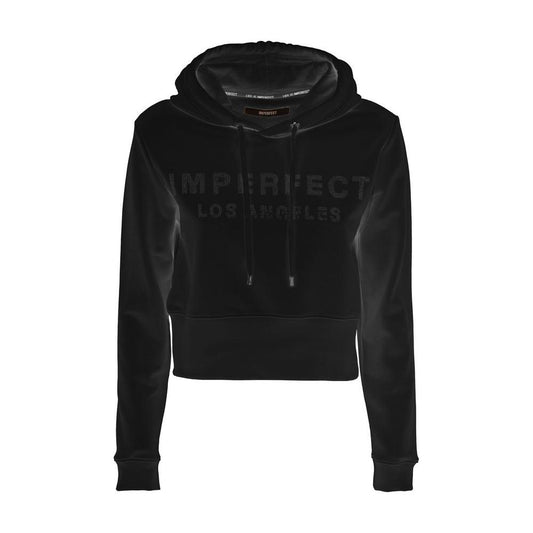 Imperfect Glitzy Logo Embellished Black Hoodie Imperfect