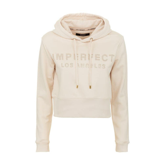 Beige Rhinestone Logo Hoodie Imperfect