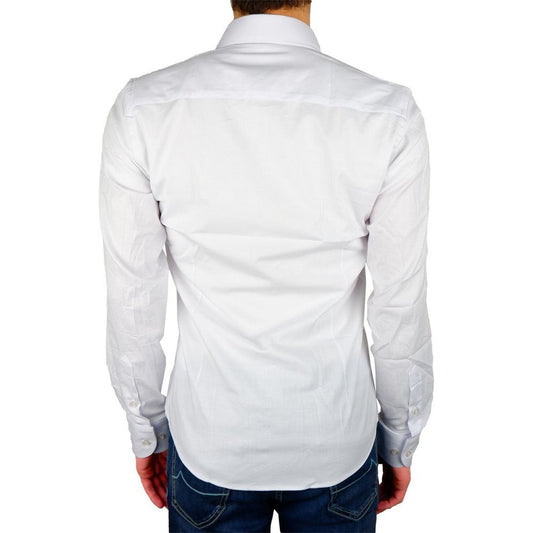 Elegant Milano White Gabardine Shirt