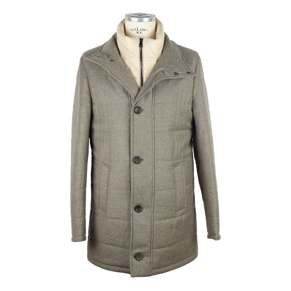 Elegant Gray Wool-Cashmere Jacket