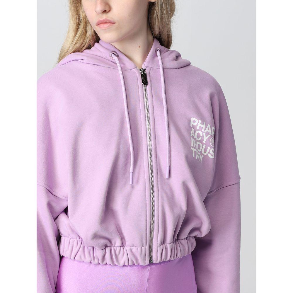 Plush Purple Cotton Hoodie with Zip Closure