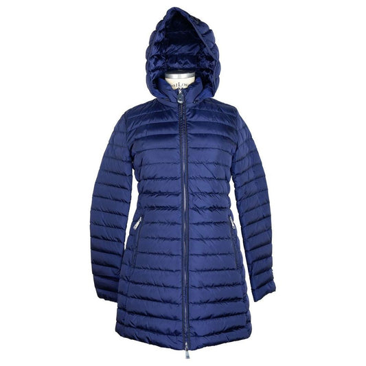 Elegant Blue Down Puffer Jacket with Hood