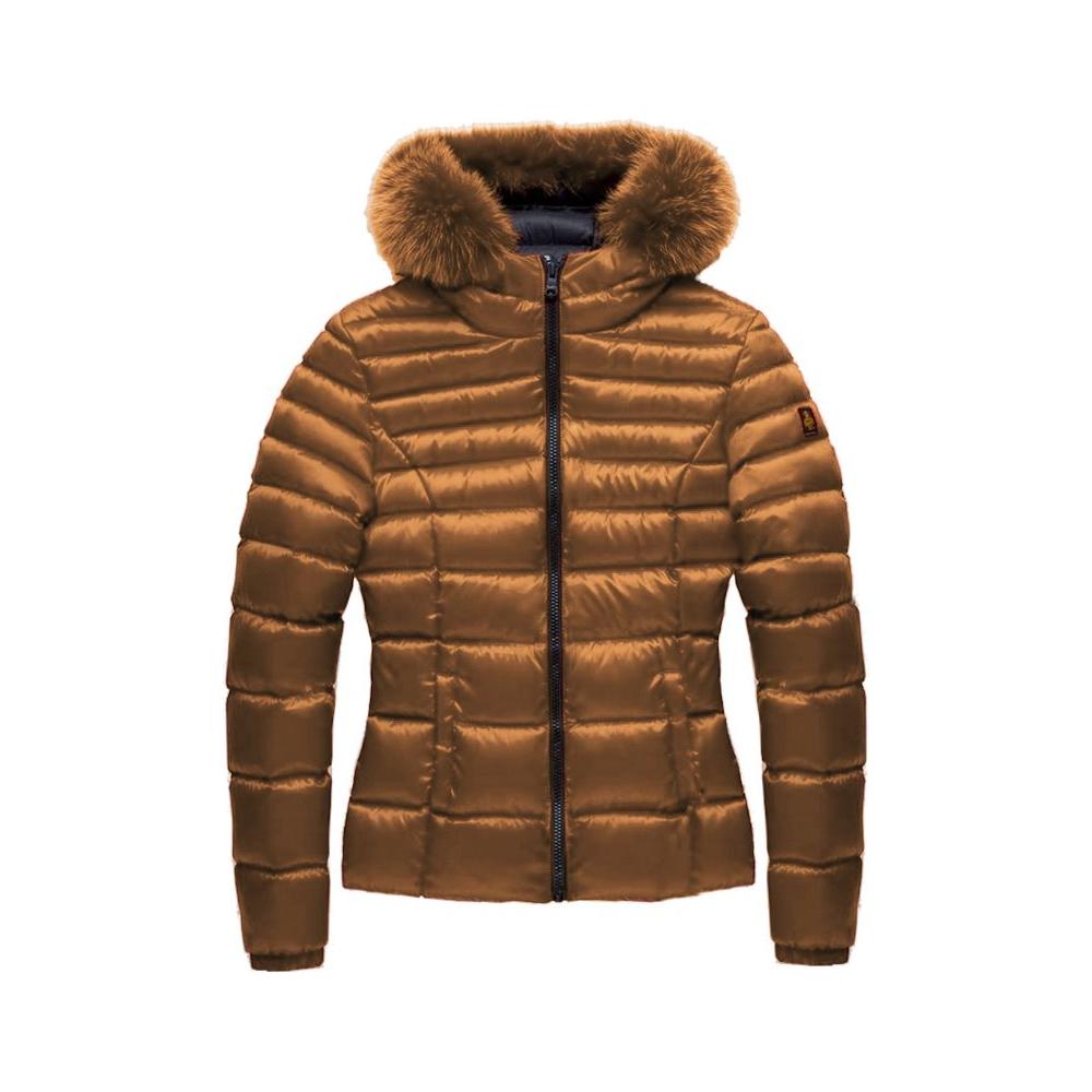 Elegant Padded Down Jacket with Fur Hood