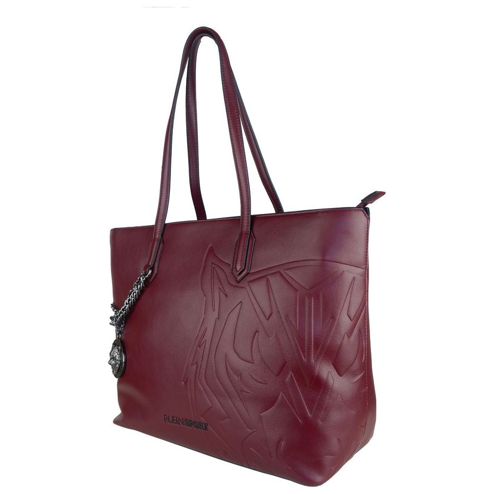 Eco-Leather Chic Burgundy Shopper with Chain Detail