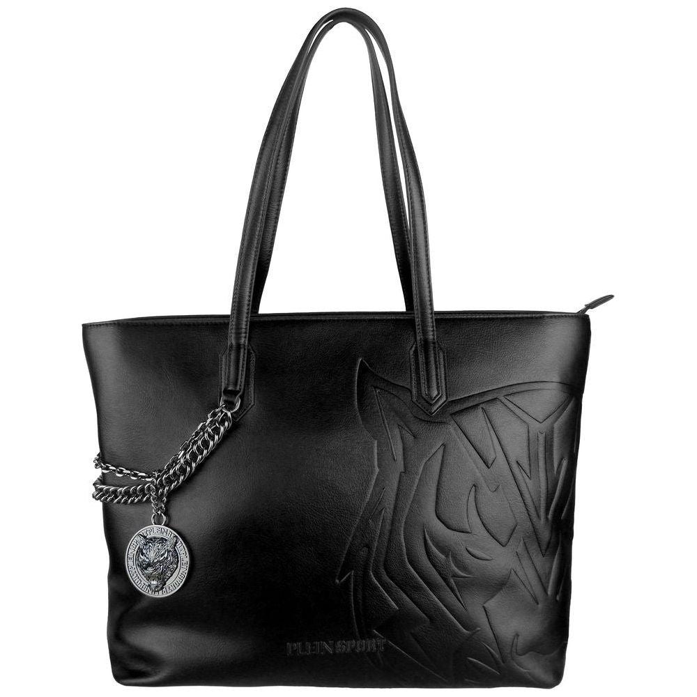 Chic Black Eco-Leather Shopper Tote