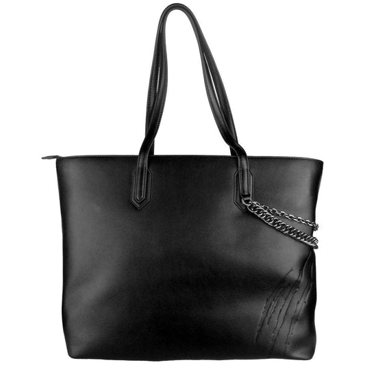 Chic Black Eco-Leather Shopper Tote