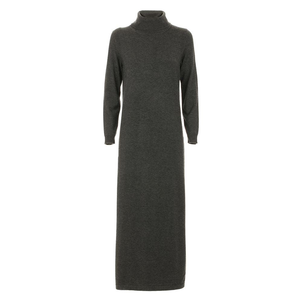 Elegant Gray High Collar Dress Trio-Blend