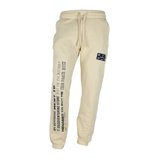 Elegant Beige Cotton Tracksuit Trousers