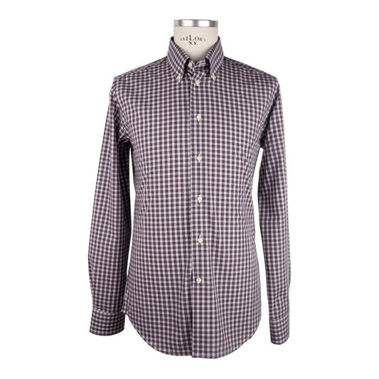 Elegant Red Checkered Milano Cotton Shirt