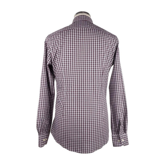 Elegant Red Checkered Milano Cotton Shirt