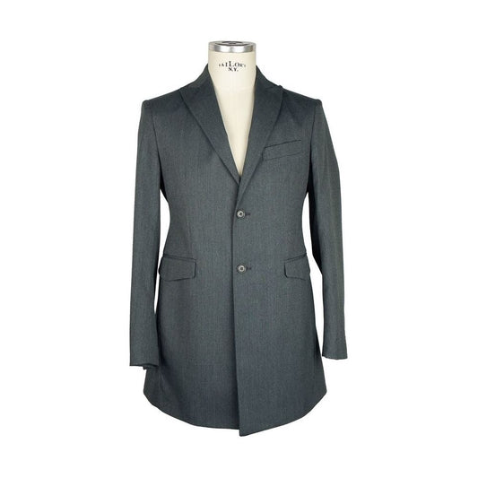 Elegant Gray Wool Blend Men's Short Coat