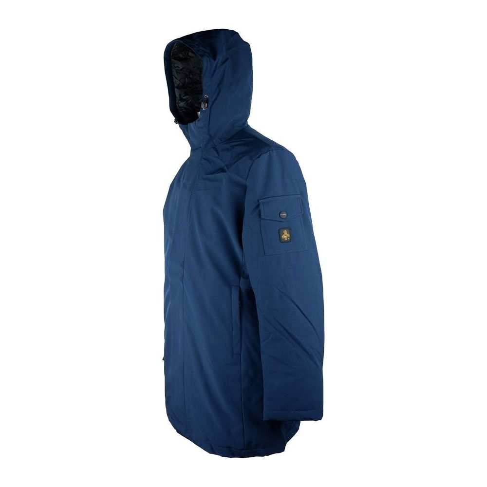 Stylish Men's Long Hooded Jacket in Blue