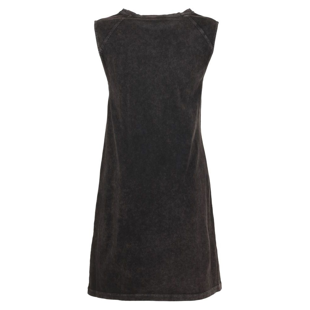 Elegant Black Cotton Dress with Logo Detail