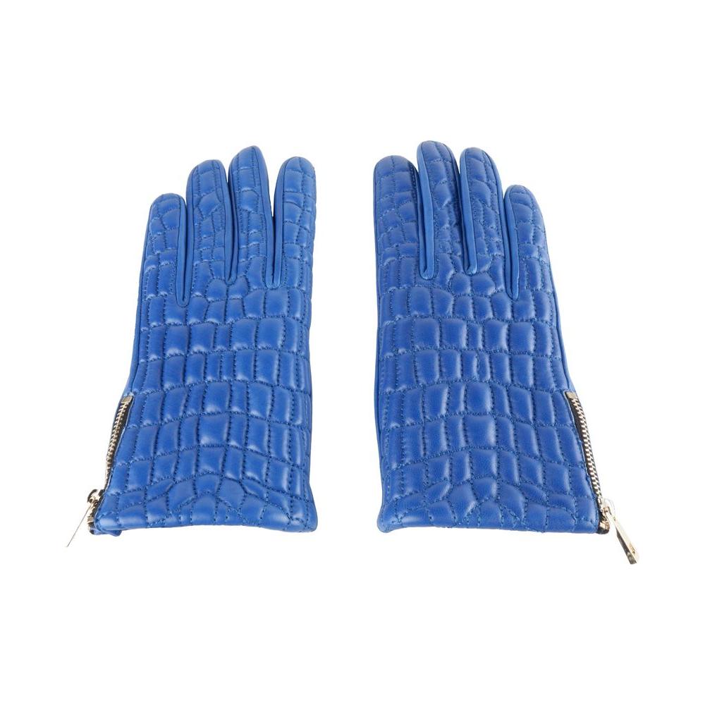 Elegant Lambskin Leather Gloves in Captivating Blue