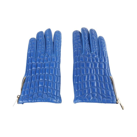 Cavalli Class Elegant Lambskin Leather Gloves in Captivating Blue Cavalli Class