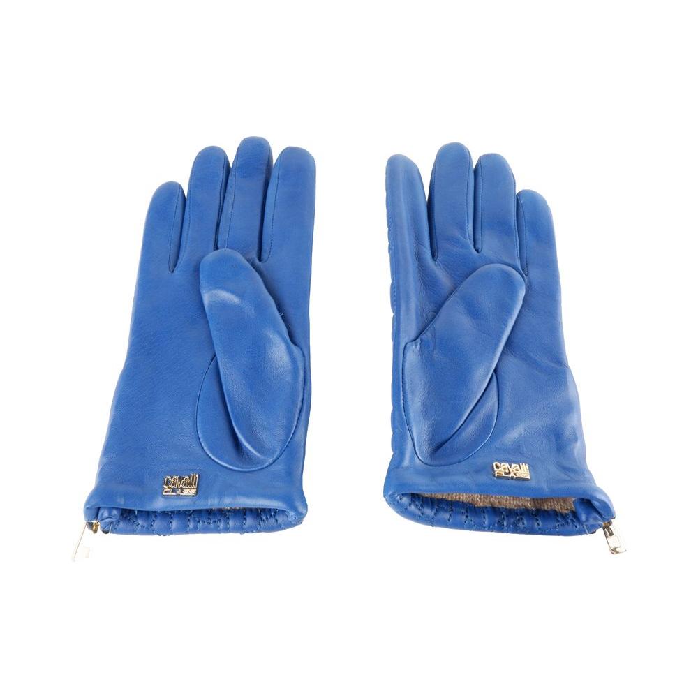 Elegant Lambskin Leather Gloves in Captivating Blue