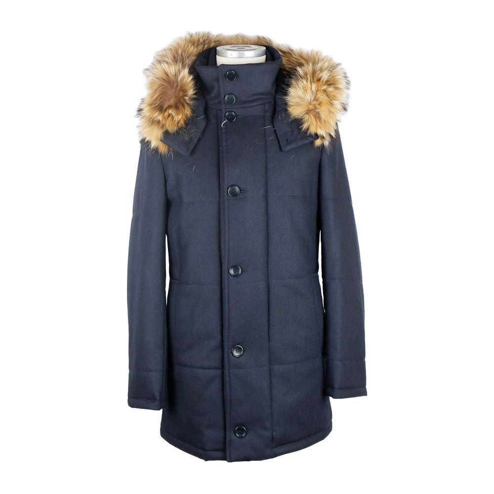 Elegant Blue Wool-Cashmere Padded Jacket