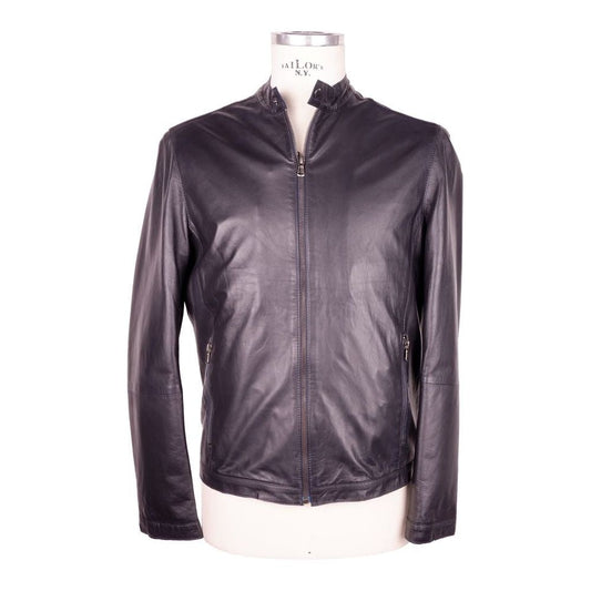 Sleek Black Genuine Leather Jacket