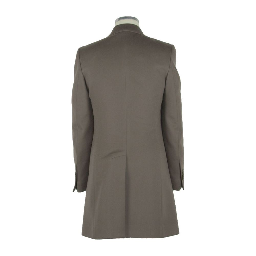 Elegant Italian Wool Coat in Rich Brown Hue