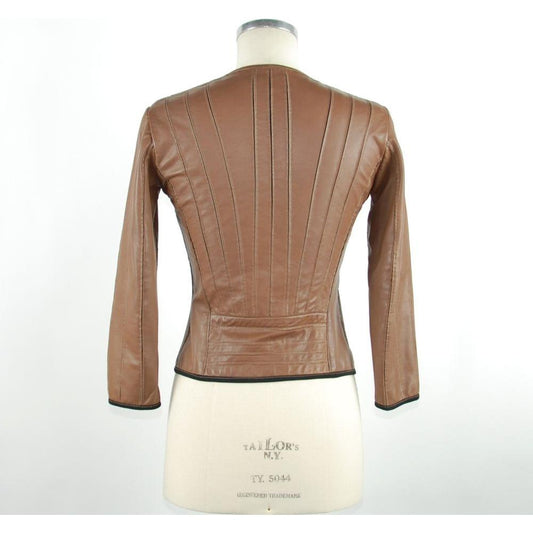 Chic Brown Leather Jacket with Slim Fit