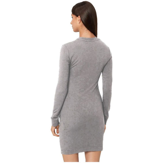 Chic Gray Cotton Blend Dress with Logo Detail