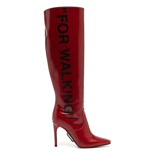 Chic Scarlet Patent Leather Stiletto Boots