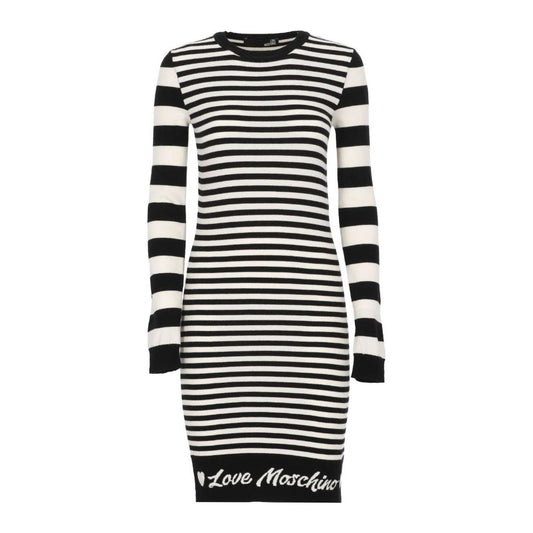 Elegant Striped Knit Dress with Long Sleeves