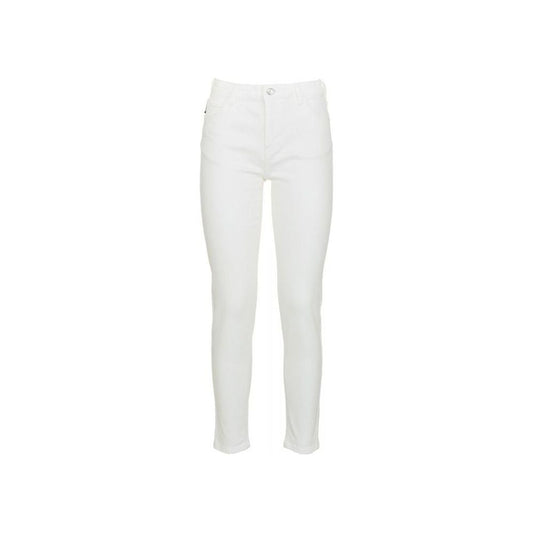 White High-Waisted Slim Denim Trousers Imperfect