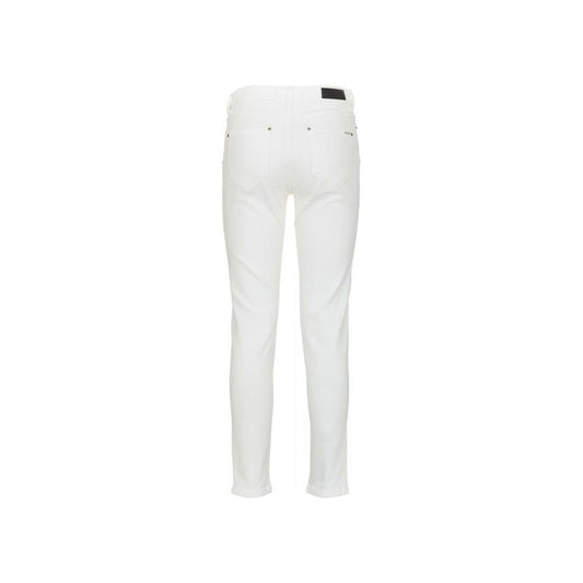 White High-Waisted Slim Denim Trousers Imperfect