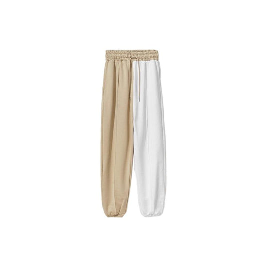 Chic Beige Two-Tone Drawstring Sweatpants