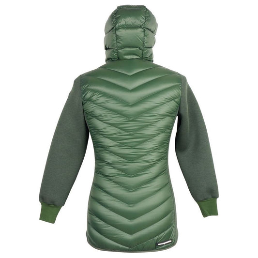 Elegant Hooded Long Down Jacket in Dark Green