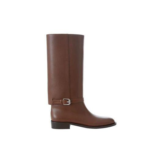 Burberry Elegant Leather Boots in Rich Brown Burberry