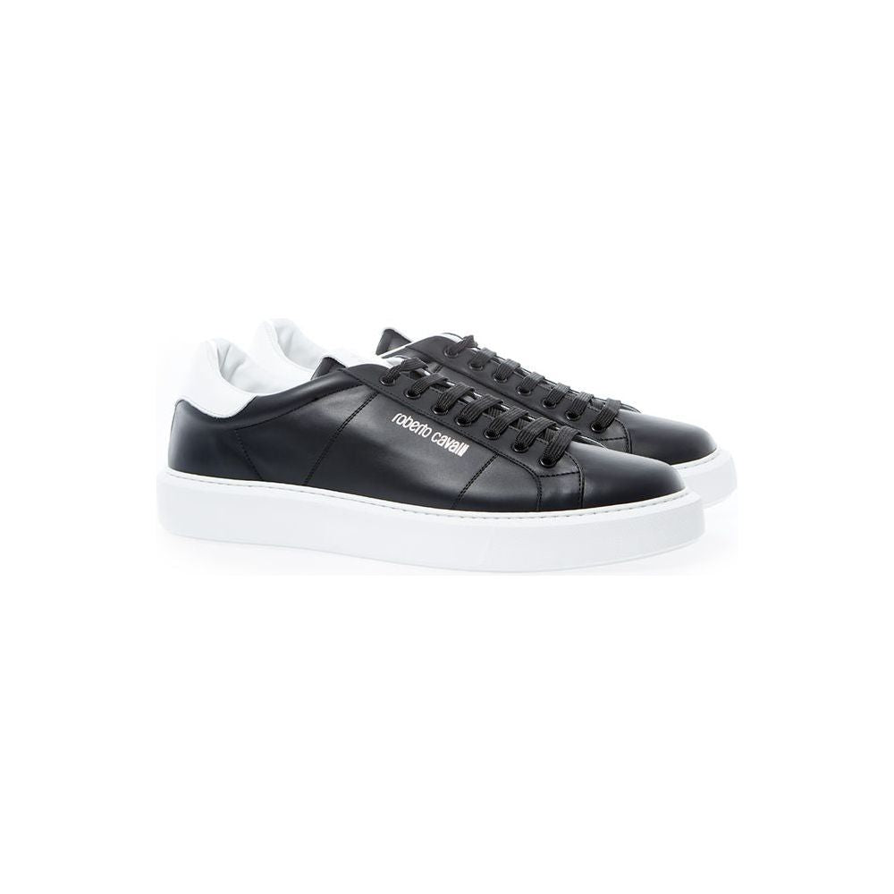 Elegant Black Leather Sneakers for Men