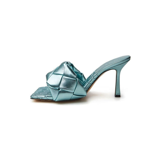 Elegant Light Blue Leather Sandals