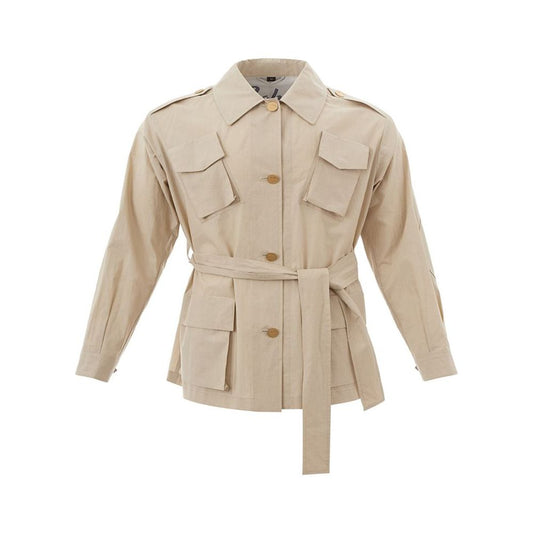 Elegant Beige Cotton Jacket for Stylish Women