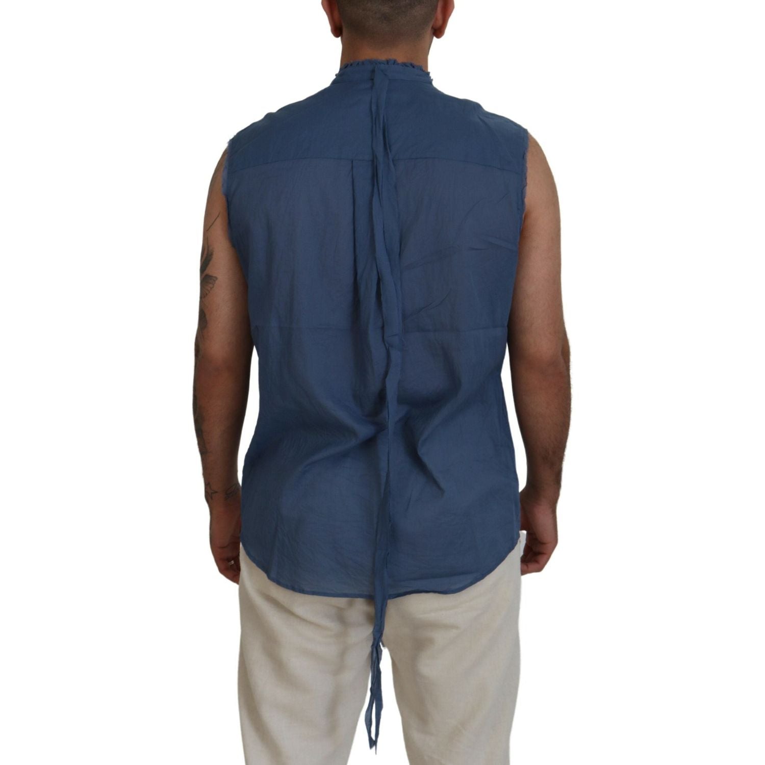 قميص Dsquared² بدون أكمام مزين بسلسلة من القطن باللون الأزرق