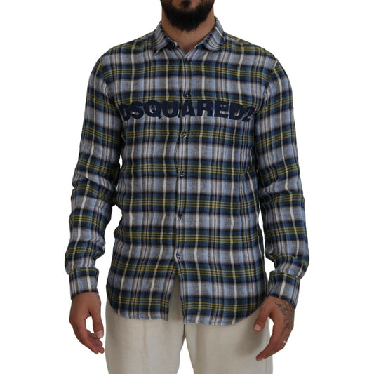 Multicolor Checkered Casual Men Long Sleeves Shirt