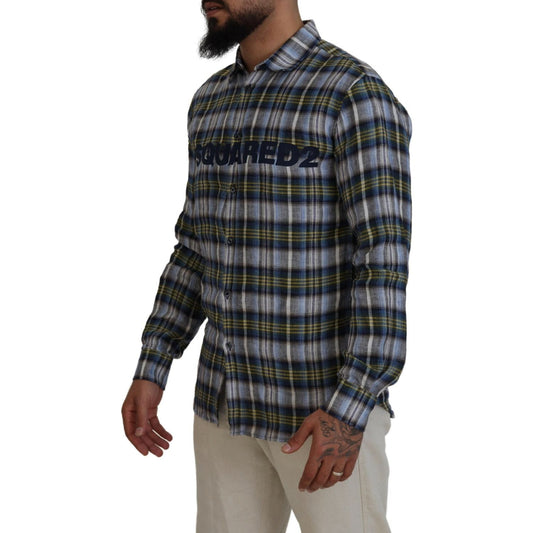 Multicolor Checkered Casual Men Long Sleeves Shirt