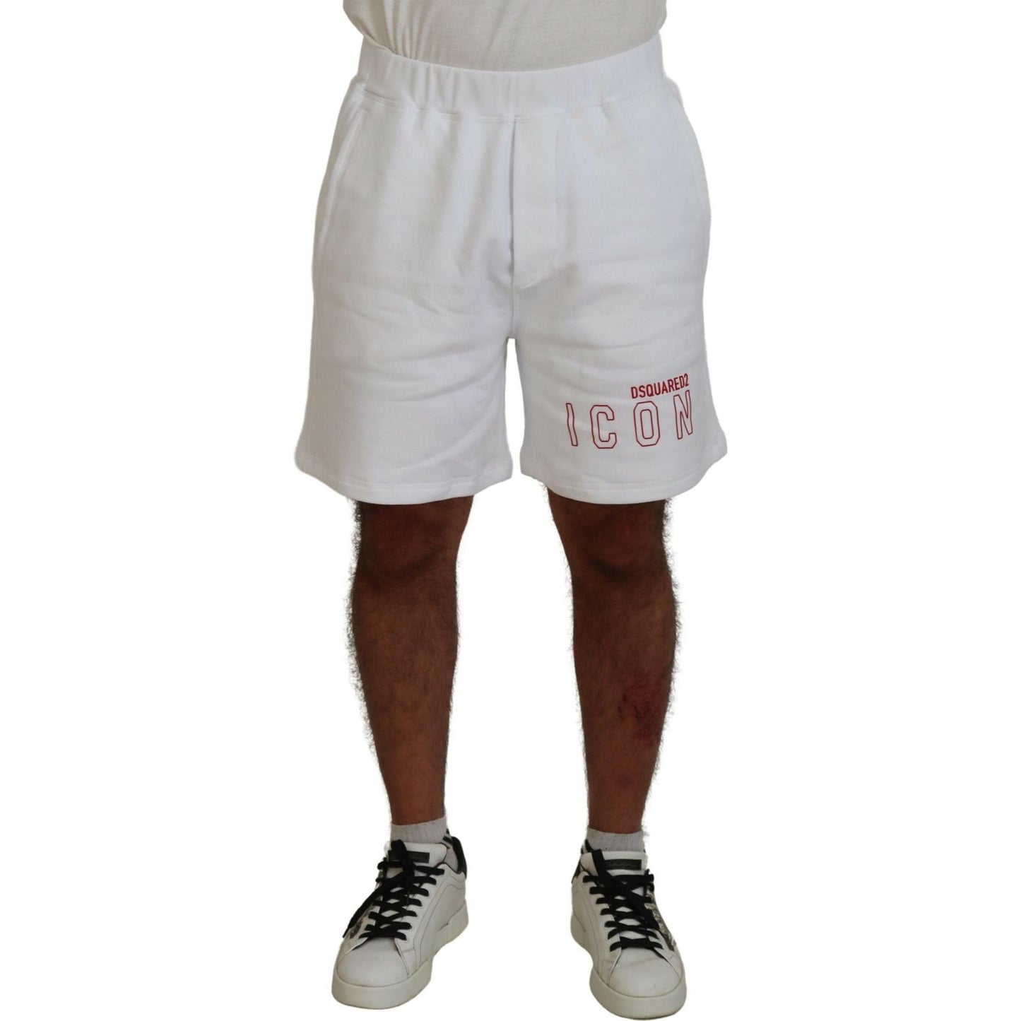 White Printed Pull On Men Casual Bermuda Shorts