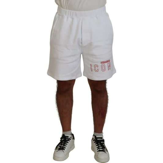 White Printed Pull On Men Casual Bermuda Shorts