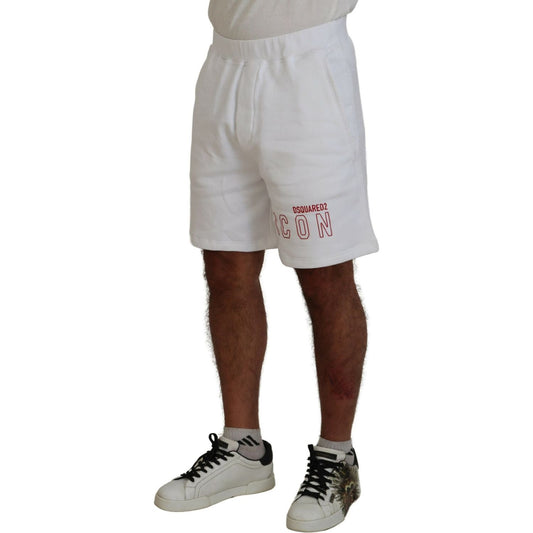 White Printed Pull On Men Casual Bermuda Shorts