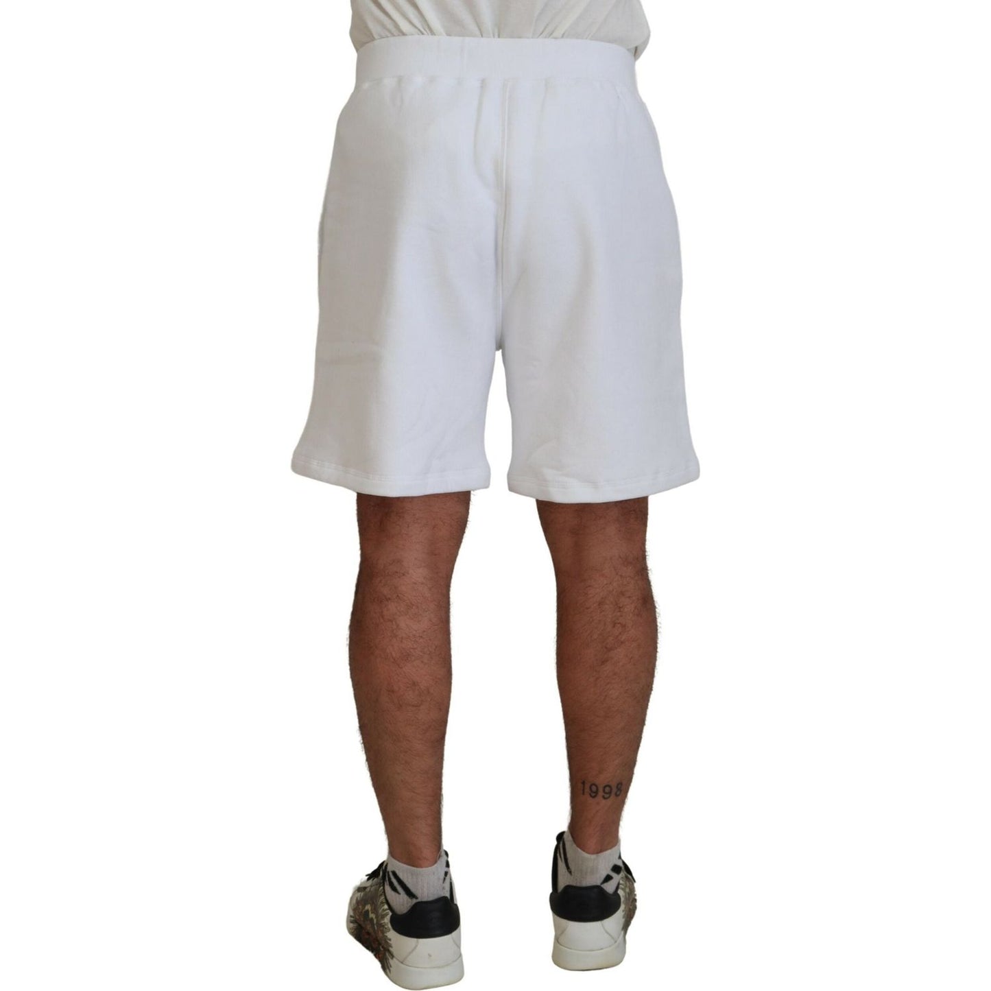 White Printed Pull On Men Casual Bermuda Shorts