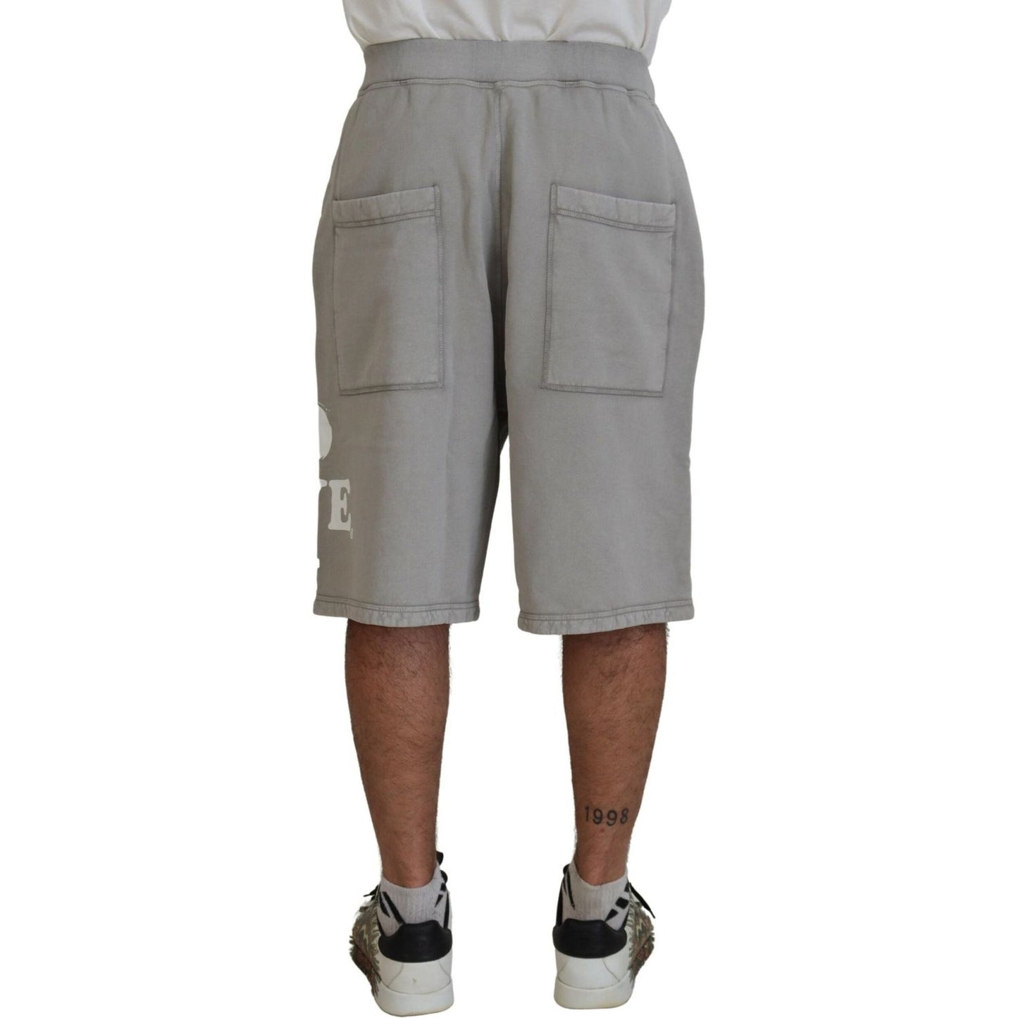 Gray Printed Pull On Men Casual Bermuda Shorts