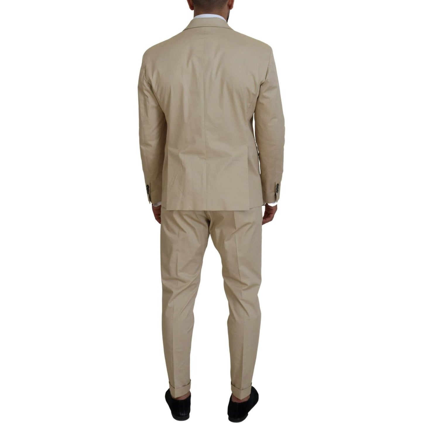 Beige Cotton Single Breasted 2 Piece CIPRO Suit