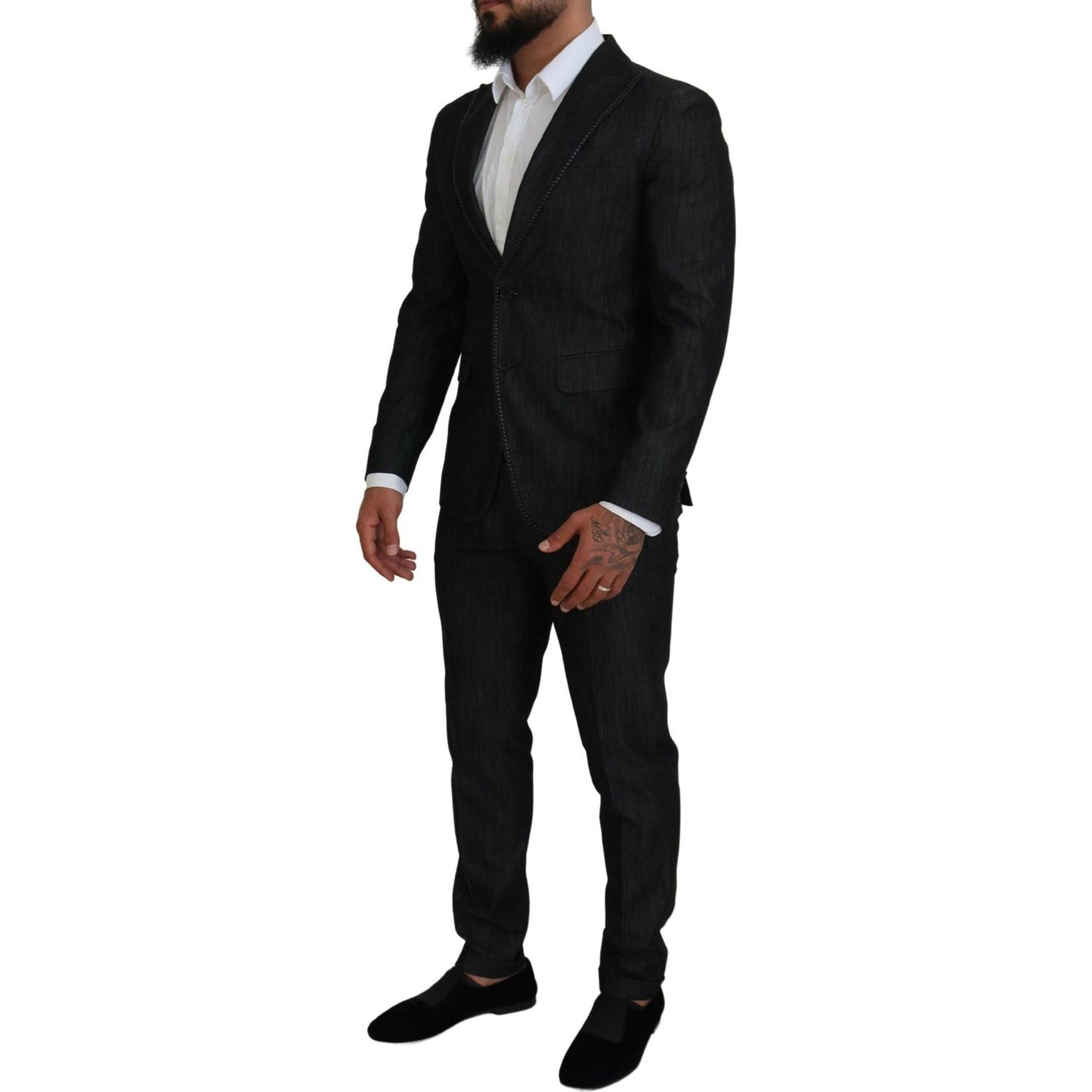 Black Cotton Single Breasted 2 Piece MIAMI Suit