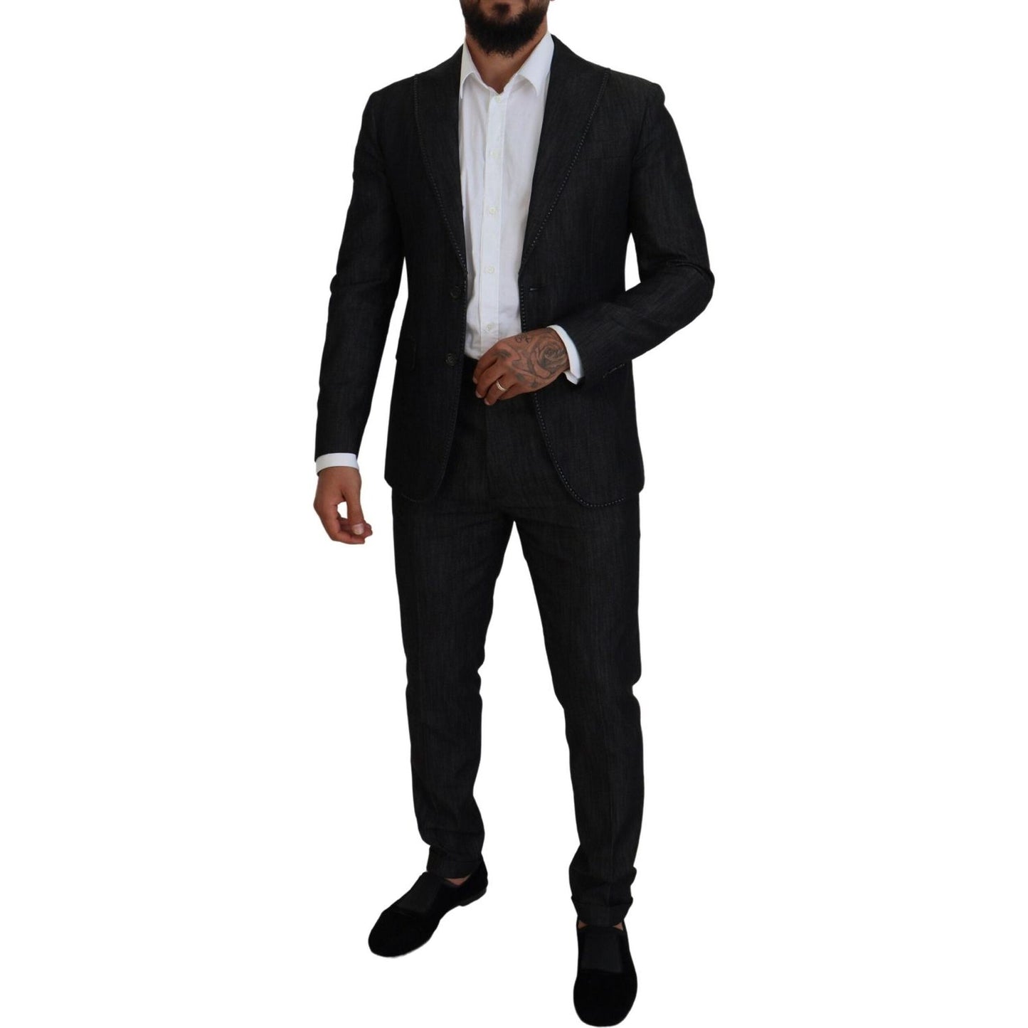 Black Cotton Single Breasted 2 Piece MIAMI Suit